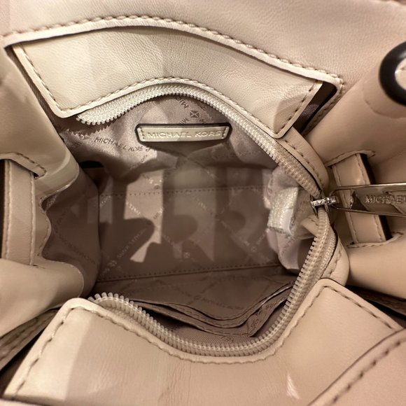 Michael Kors Hamilton MINI Shoulder Crossbody Bag Embossed MK Light Cream - Picture 12 of 16